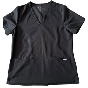 Figs Women’s Size L Black V-Neck Casma Three Pocket Medical Scrub Top FW1100